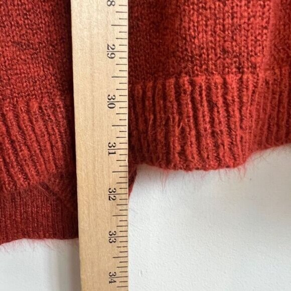 Kempson Womens Medium Burnt Orange Open Front Knit Acrylic Cardigan Sweater Boho - Picture 7 of 15